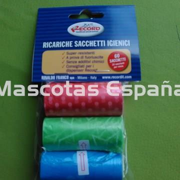 RECORD Bolsas Higiénicas Pack 3 Rollos (20 Bolsas/Rollos) Fantasia - Imagen 1