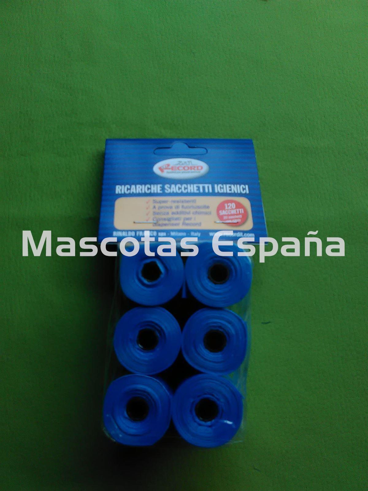 RECORD Bolsas Higiénicas Pack 6 Rollos (20 Bolsas/Rollo) AZUL - Imagen 1