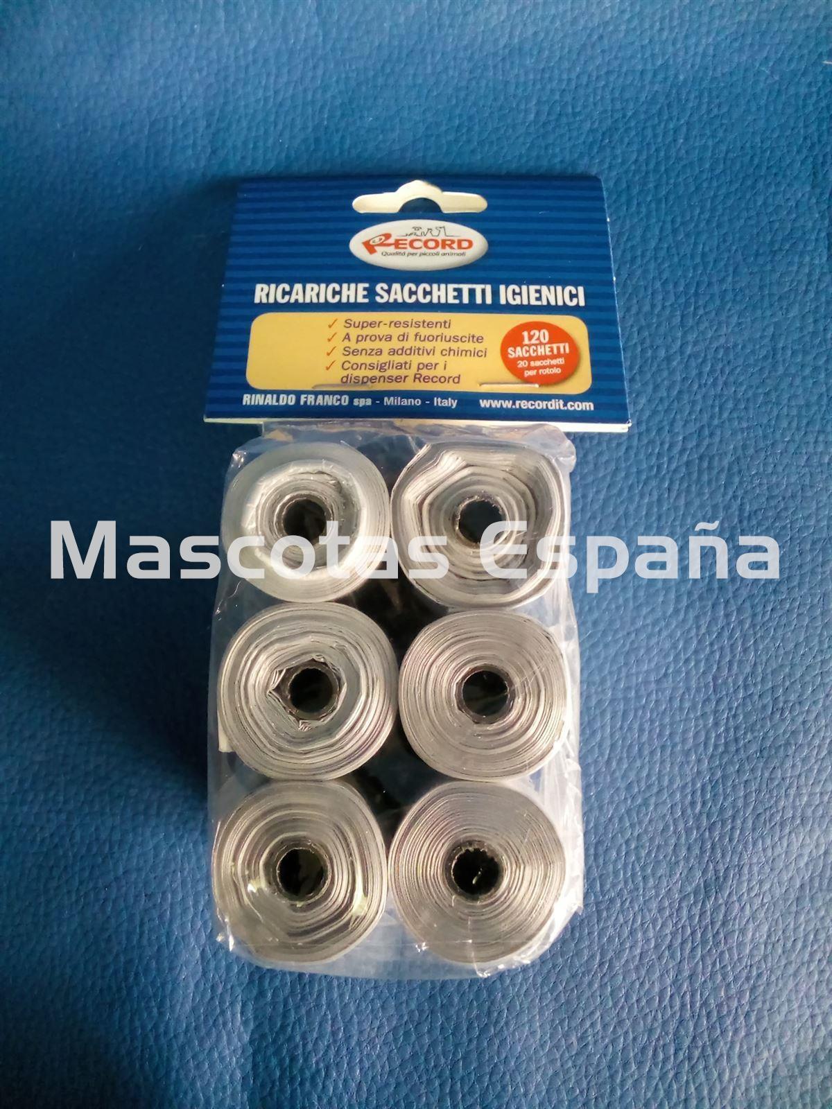 RECORD Bolsas Higiénicas Pack 6 Rollos (20 Bolsas/Rollo) GRIS - Imagen 1