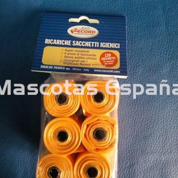 RECORD Bolsas Higiénicas Pack 6 Rollos (20 Bolsas/Rollo) NARANJA - Imagen 1