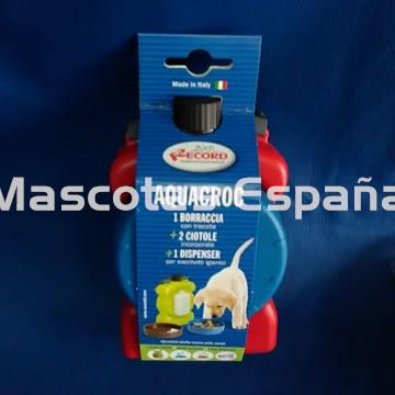 RECORD Cantimplora con dos Comederos y Porta Bolsas 0,4L Rojo - Imagen 1