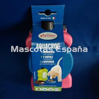 RECORD Cantimplora con dos Comederos y Porta Bolsas 0,4L Rosa - Imagen 1