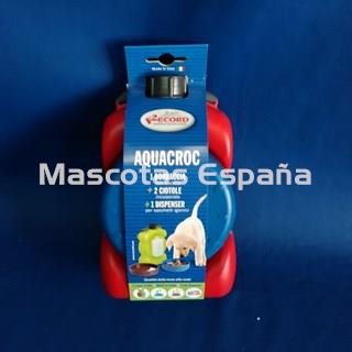 RECORD Cantimplora Dos Comederos con Porta Bolsas 1L Rojo - Imagen 1