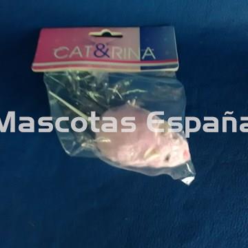 RECORD Cat&Rina Juguete Gato Ratón con Cuerda 9cm Rosa - Imagen 1