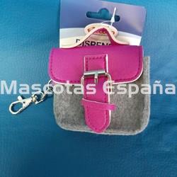 RECORD Dispensador Bolsas en Fieltro con Mosquetón (Rosa/Gris) - Imagen 2