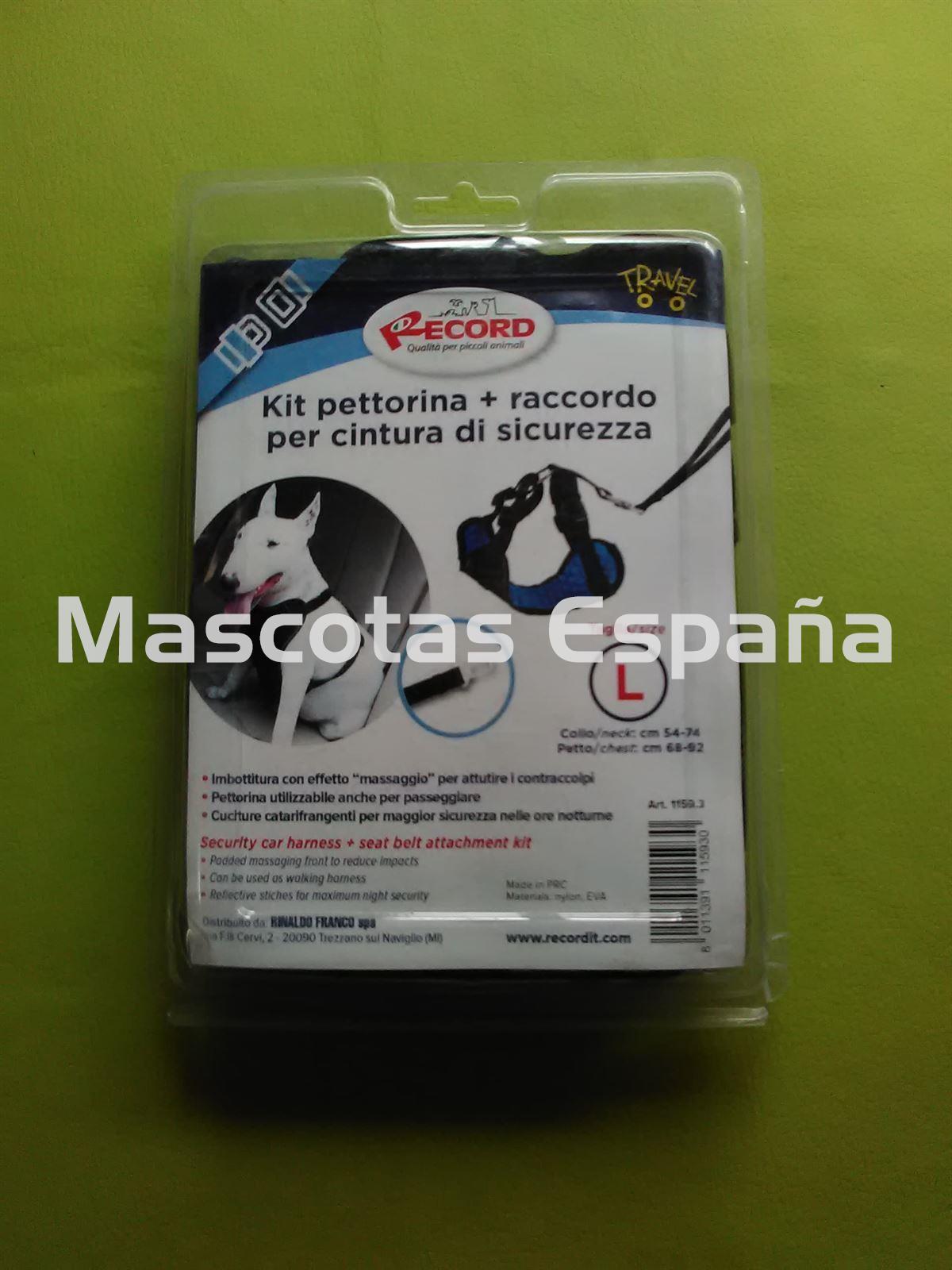 RECORD Juego Enganche Y Arnes (Acolchado) Seguridad Coche L Cuello(54-74cm) Pecho(68-92cm) - Imagen 1